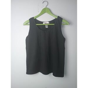 Vintage Diana Marco Black Scoop Neck Tank Top Bow Detail Cotton Blend Size 18/20